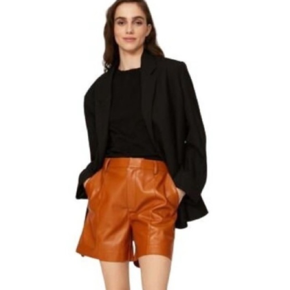Jason Wu Collective Faux Leather Shorts in Carmel brown size 4